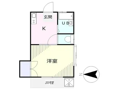 ハイテックIII番館(1K/2階)の間取り写真