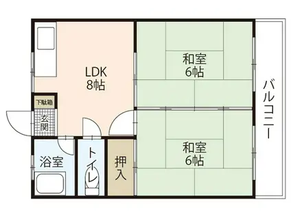 カーサ曙(2DK/1階)の間取り写真