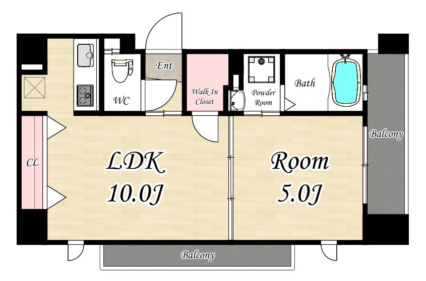 LEGRAND NIBANKAN(1LDK/3階)の間取り写真