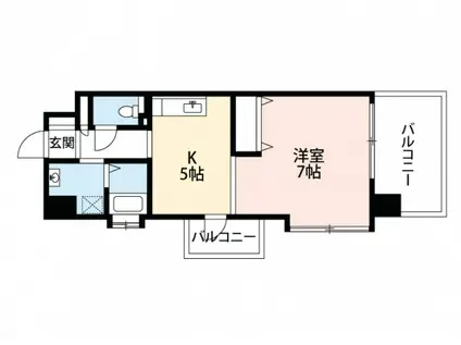 ロアール南竹屋(1DK/7階)の間取り写真