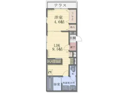 ミントベリーフィールズ(1LDK/1階)の間取り写真