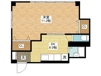 岡部ビル(1DK/3階)の間取り写真