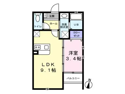 TAKON石丸(1LDK/2階)の間取り写真