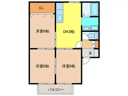 ハイツ花菱II(3DK/1階)の間取り写真
