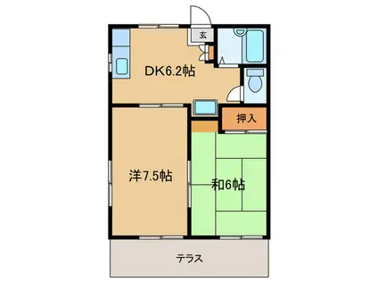 コーポみずほ(2DK/1階)の間取り写真