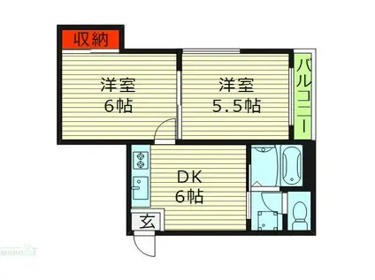 グレイスフルハイム大和(2DK/2階)の間取り写真