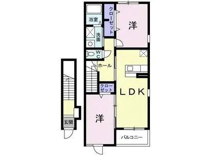 リバ-サイド・倉知B(2LDK/2階)の間取り写真