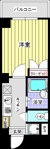 オプティマルレジデンス(1K/4階)の間取り写真