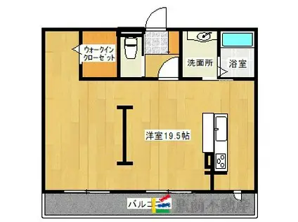 ディアレストコート大和(ワンルーム/2階)の間取り写真