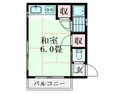 原田ハウス(ワンルーム/2階)の間取り写真