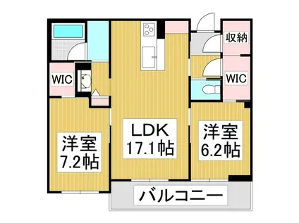 シャーメゾンステージ筑摩(2LDK/2階)の間取り写真