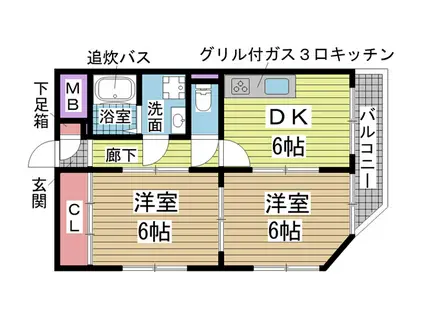 ビューポート神田(2DK/2階)の間取り写真