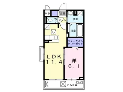 エテルノ・グランデII(1LDK/2階)の間取り写真