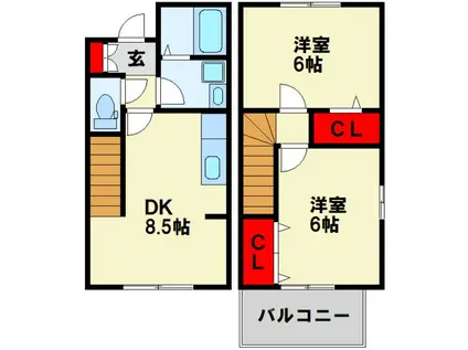 BAMBINI沖田(2LDK/1階)の間取り写真