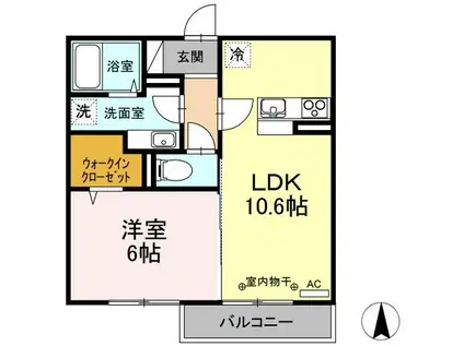 ラフィーネ フジ(1LDK/2階)の間取り写真