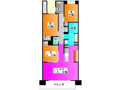 HARUMI FLAG PARK VILLAGE E棟(3LDK/9階)の間取り写真