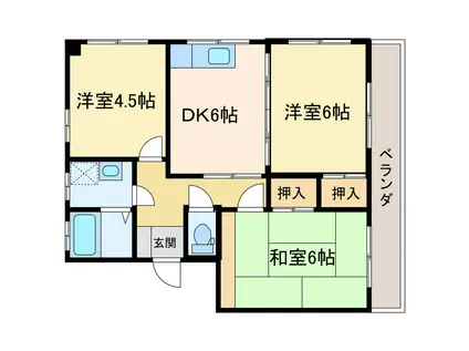 矢野コーポII(3DK/1階)の間取り写真