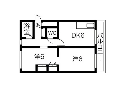 マンション丸隆(2DK/4階)の間取り写真