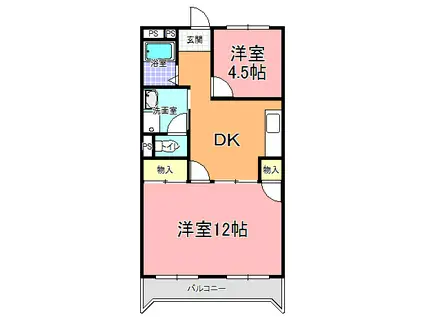 ハイツSTI A棟(2DK/2階)の間取り写真
