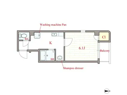 オーキッドコート北堀江(1K/5階)の間取り写真