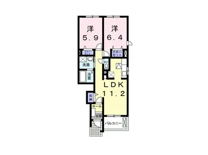 ミキハウスIIA(2LDK/1階)の間取り写真