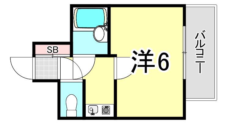 ホワイエ甲子園(1K/1階)の間取り写真