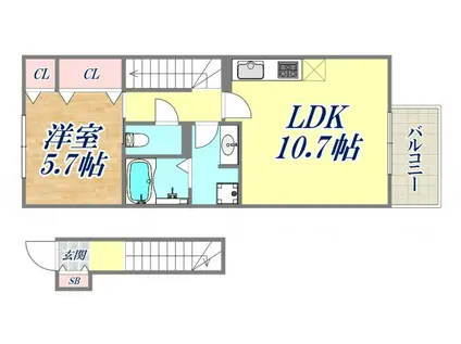 クレールメゾン(1LDK/1階)の間取り写真