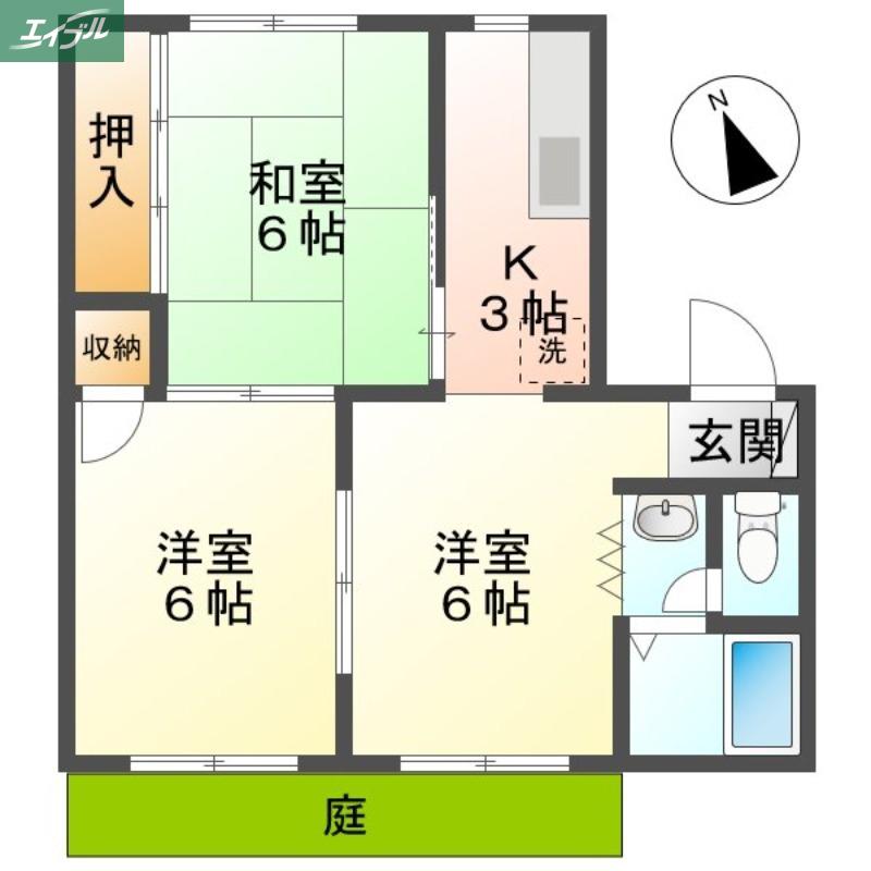 コーポT&S(3K/2階)の間取り写真