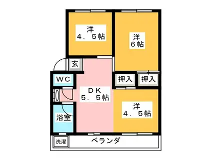 エクスト宮前I(2LDK/2階)の間取り写真