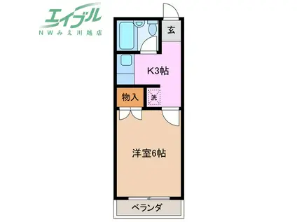 コーポパーシモン(1K/4階)の間取り写真