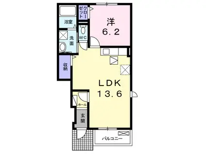 コーポ キ・ラ・ラII(1LDK/1階)の間取り写真