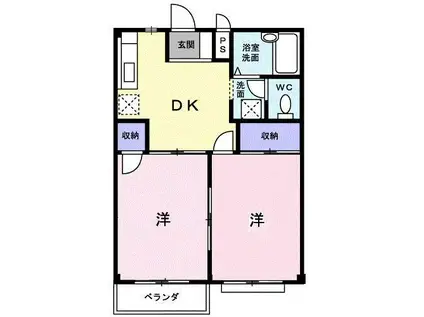 エルディムよしかわ(2DK/2階)の間取り写真