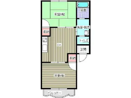 エルオンワード I(2DK/1階)の間取り写真