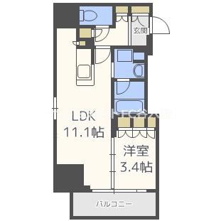 アーバネックス四ツ橋(1LDK/12階)の間取り写真