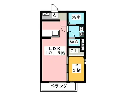 サニーヒルズ岡宮(1LDK/1階)の間取り写真