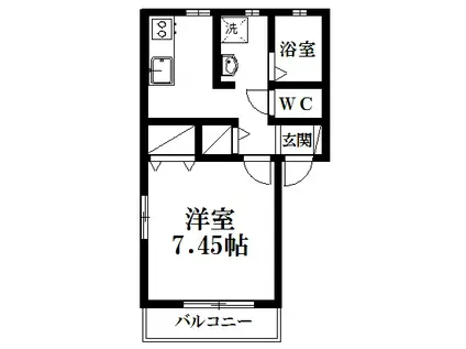 ポプラII(1K/1階)の間取り写真