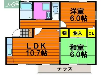 フォブール東川原G(2LDK/2階)の間取り写真