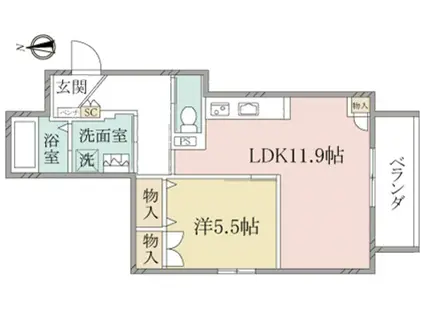 へーベルヴィレッジ立川昭和記念公園グラン・シャリオ2昭(1LDK/2階)の間取り写真