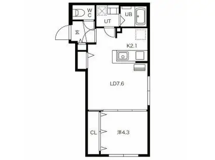 ガレ宮の沢(1LDK/1階)の間取り写真