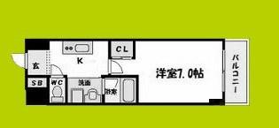 インペリアル靭本町(1K/7階)の間取り写真