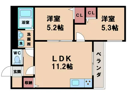 K1阪南町(2LDK/2階)の間取り写真