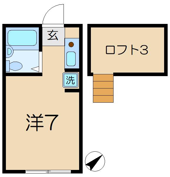 VILLA港南台(ワンルーム/2階)の間取り写真