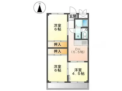 サンライフ大元(3K/4階)の間取り写真