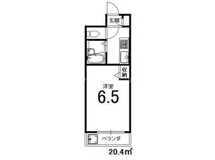 ANNIVERSARY・K(1K/2階)の間取り写真