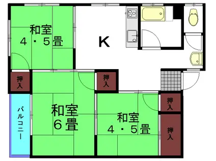 財津レジデンス(3DK/5階)の間取り写真