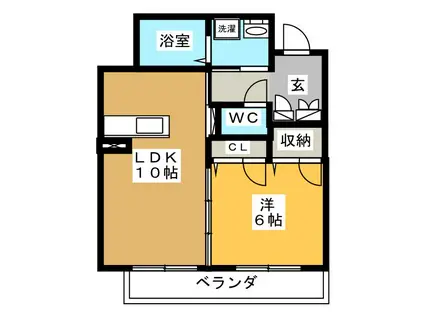 リオリエント花水木(1LDK/3階)の間取り写真