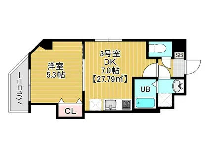 金太郎ヒルズ340(1DK/6階)の間取り写真