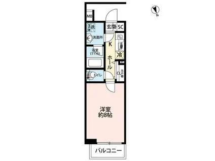 プレール・ドゥーク高井戸(1K/1階)の間取り写真