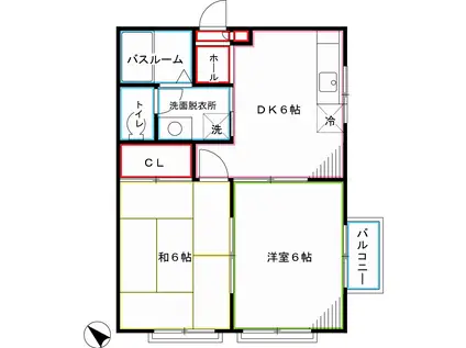 ルネ・マツトシ(2DK/2階)の間取り写真