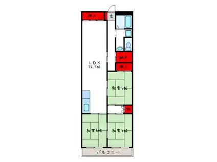 東山本ハイツ(3SLDK/1階)の間取り写真